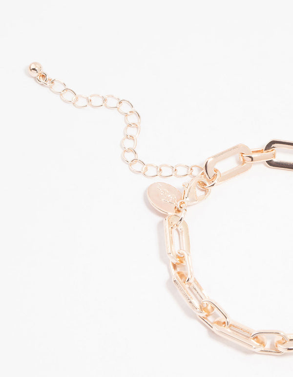 Rose Gold Plated Rectangle Link Bracelet