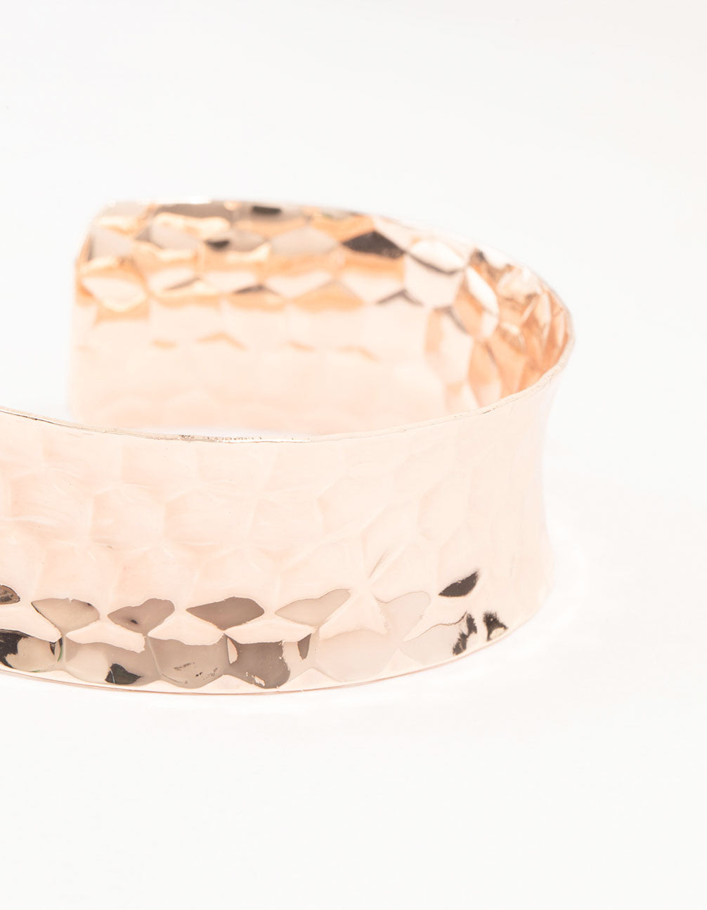 Rose Gold Plated Wide Hammered Wrist Cuff