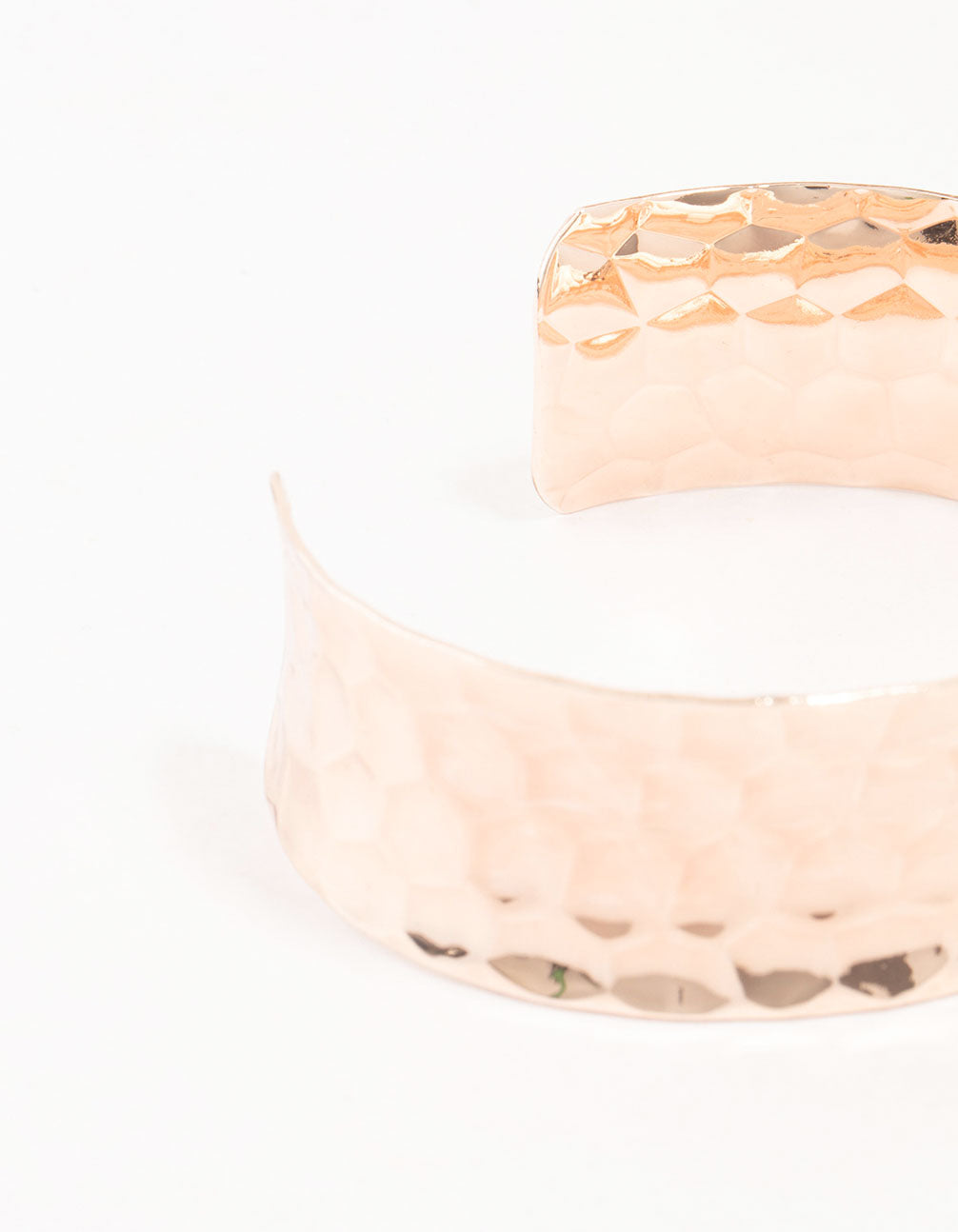 Rose Gold Plated Wide Hammered Wrist Cuff