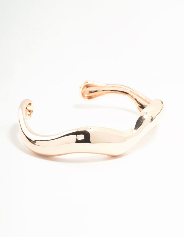 Rose Gold Plated Organic Wave Wrist Cuff