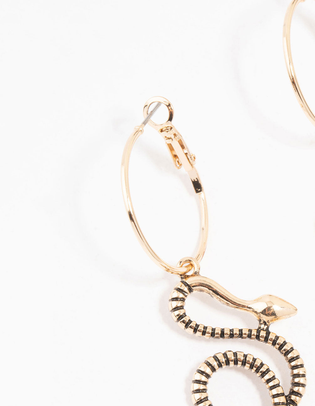 Antique Gold Snake Drop Earrings