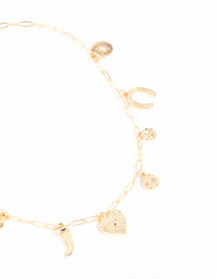 Gold Heart Celestial & Horseshoe Charm Necklace - link has visual effect only