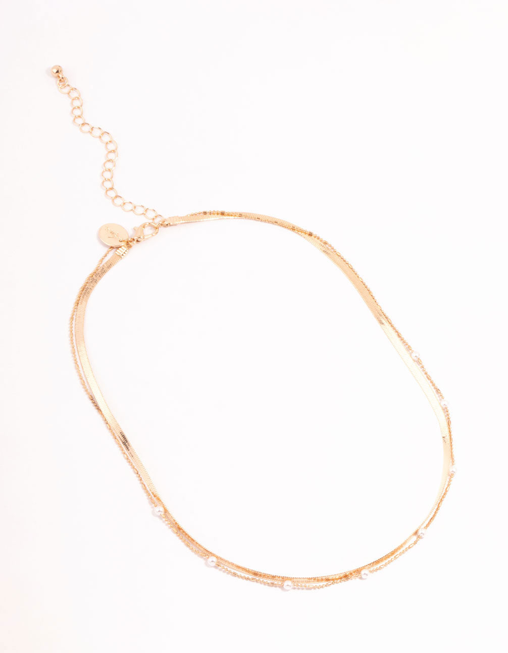 Gold Pearl & Snake Chain Layered Necklace