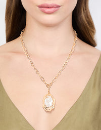 Gold Molten Pearl Pendant Necklace - link has visual effect only