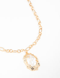 Gold Molten Pearl Pendant Necklace - link has visual effect only