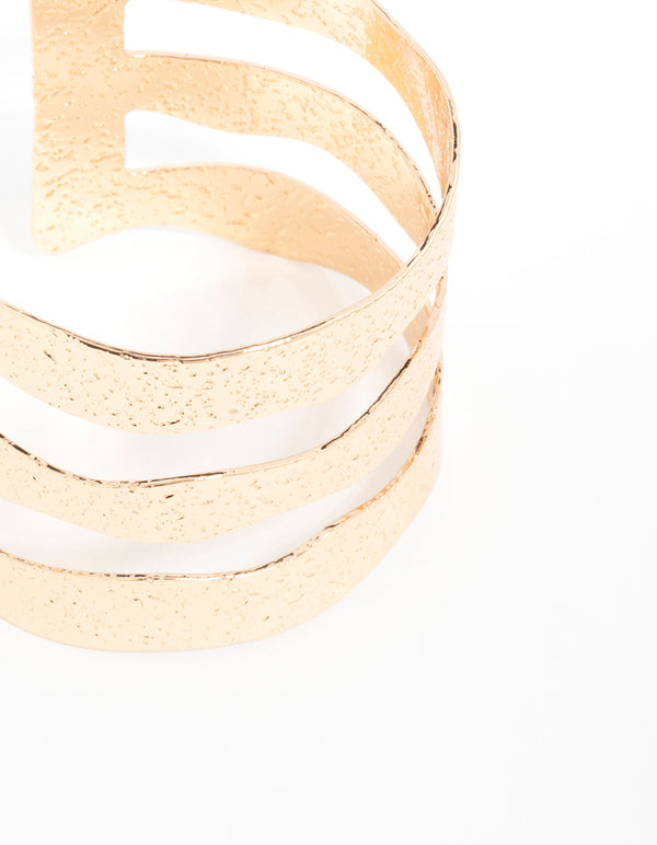 Gold Molten Multirow Wrist Cuff