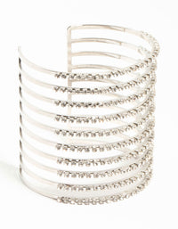 Silver Diamante Multirow Band Cage Wrist Cuff - link has visual effect only