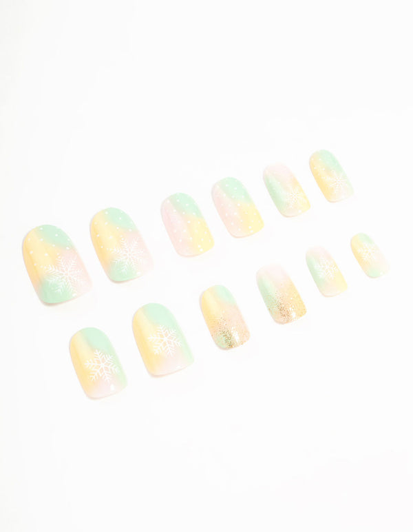 Ombre Snowflake Press On Nail Set