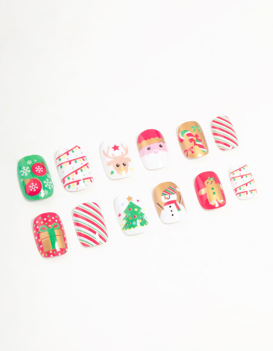 Green & Red Festive Press On Nail Set