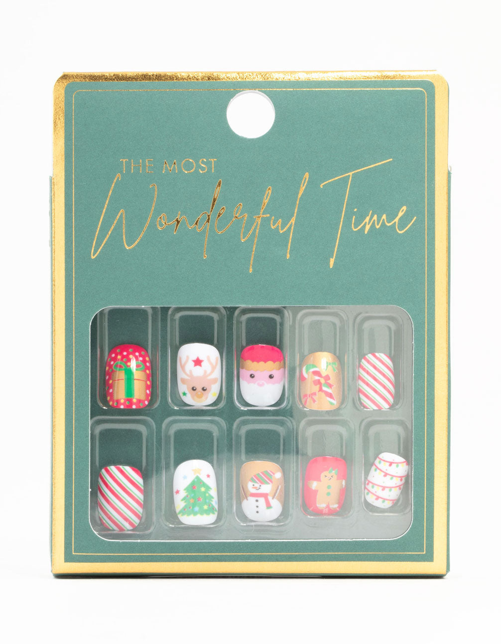 Green & Red Festive Press On Nail Set