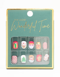 Green & Red Festive Press On Nail Set - link has visual effect only