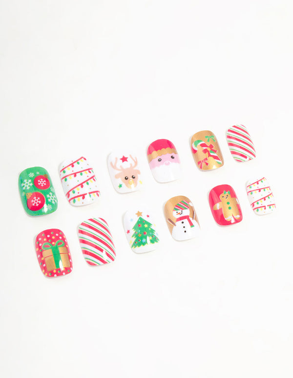Green & Red Festive Press On Nail Set