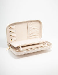 Cream PU Leather Wallet Jewellery Case - link has visual effect only