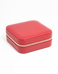 Red PU Leather Square Jewellery Case - link has visual effect only