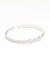 Silver Cubic Zirconia Princess Wrist Cuff - link has visual effect only
