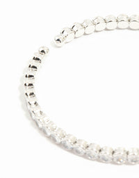 Silver Cubic Zirconia Princess Wrist Cuff - link has visual effect only