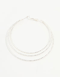 Large Sliver Layered Ribbed Hoop Earrings - link has visual effect only