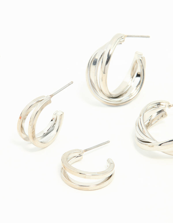 Silver Hoop Earrings 3-Pack