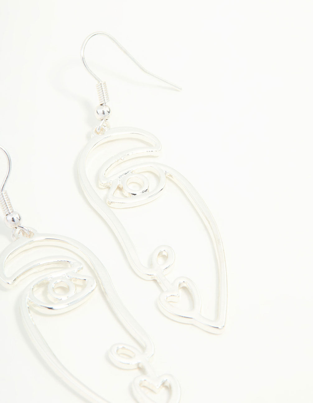 Silver Face Drop Earrings