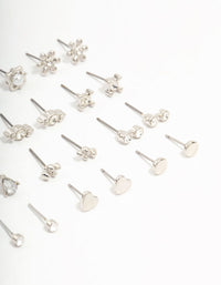Silver Diamante Stud Earrings 12-Pack - link has visual effect only