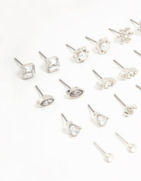 Silver Diamante Stud Earrings 12-Pack - link has visual effect only