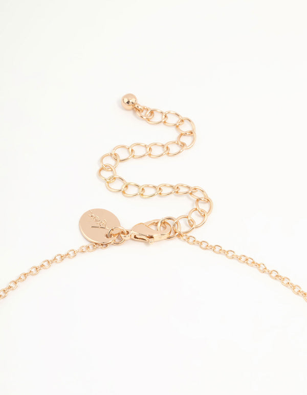 Green Diamante Teardrop Necklace & Stud Earrings Gold Set