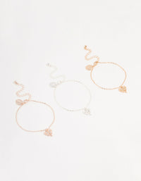 Mixed Metals Diamante Heart Bracelets 3-Pack - link has visual effect only