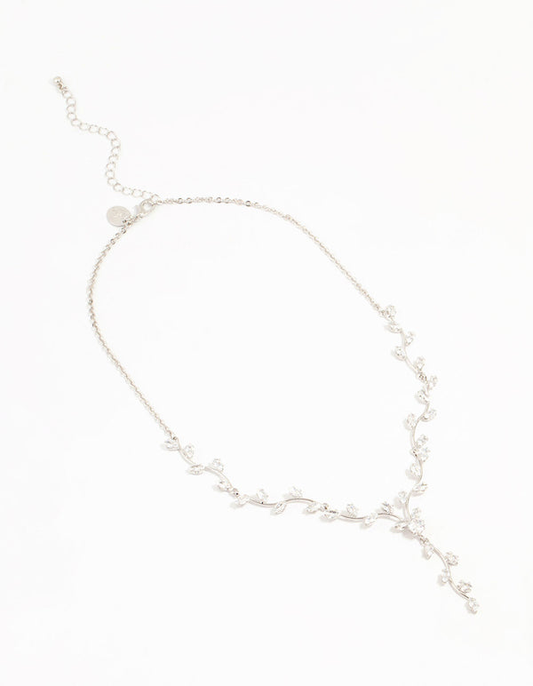 Silver Cubic Zirconia Vine Y-Necklace