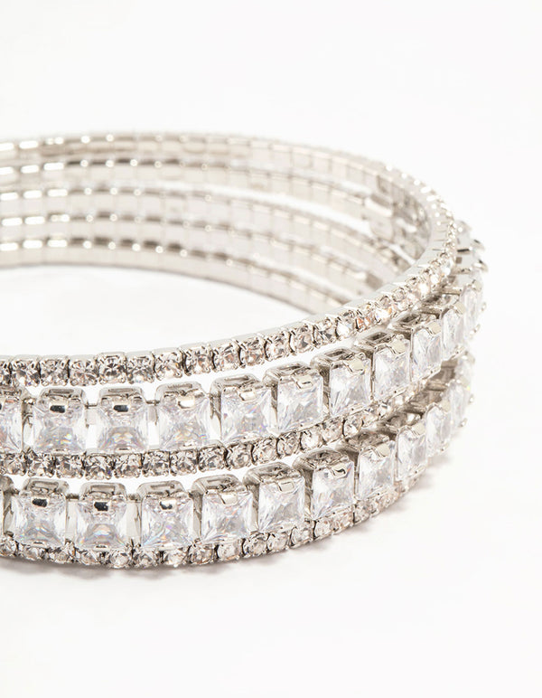 Silver Layered Cubic Zirconia Wrist Cuff