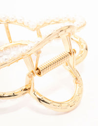 Gold Pearl Flower Outline Claw Clip - link has visual effect only