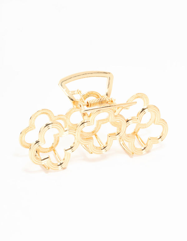 Gold Flower Trio Claw Clip