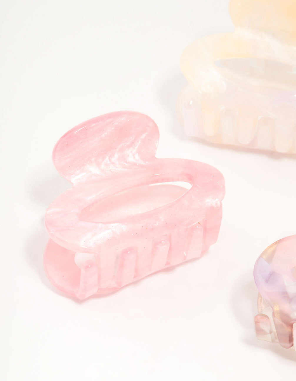 Mini Marbled Acrylic Oval Claw Clips 3-Pack