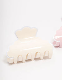 Pink & Cream Acrylic Scalloped Edge Claw Clips 2-Pack - link has visual effect only