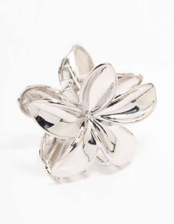 Silver Frangipani Claw Clip