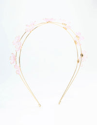 Small Pink Flower Gold Headband - link has visual effect only