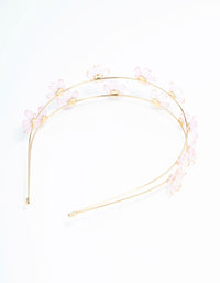 Small Pink Flower Gold Headband - link has visual effect only