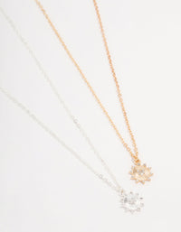 Mixed Metals Celestial Heart Necklaces 2-Pack - link has visual effect only