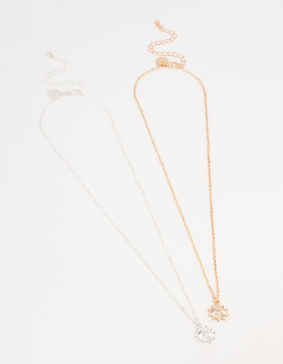 Mixed Metals Celestial Heart Necklaces 2-Pack