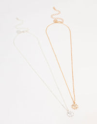 Mixed Metals Celestial Heart Necklaces 2-Pack - link has visual effect only