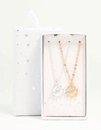 Mixed Metals Celestial Heart Necklaces 2-Pack - link has visual effect only