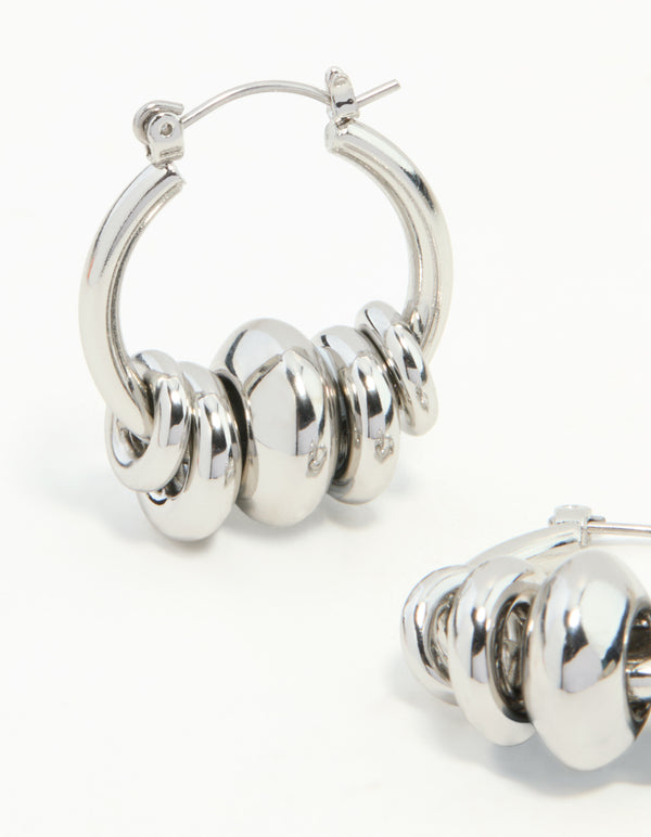 Silver Stacked Ring Hoop Earrings