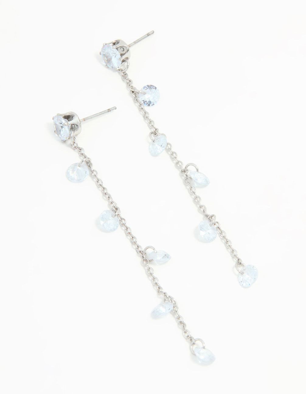 Silver Blue Cubic Zirconia Drop Earrings