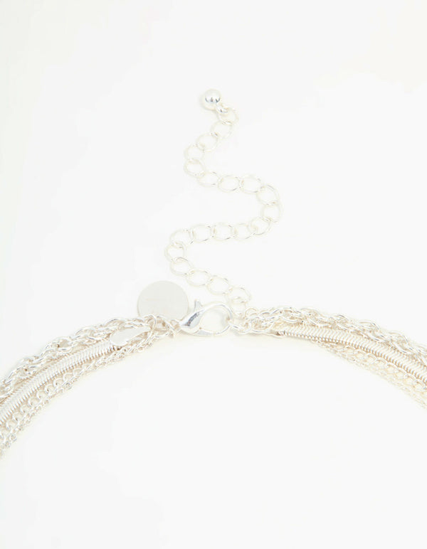 Silver Chain & Diamante Layered Necklace