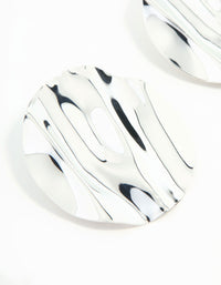 Large Silver Textured Circle Stud Earrings - link has visual effect only