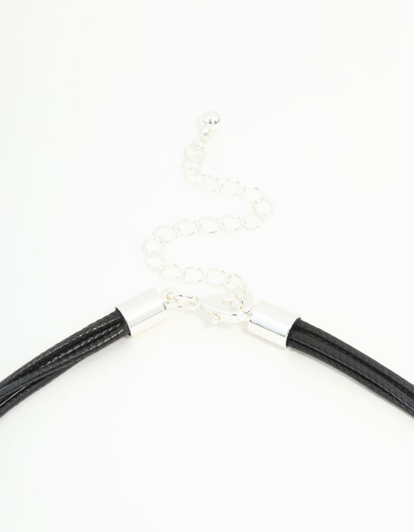 Gold & Silver Textured Pendant Cord Necklace