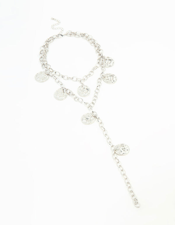 Silver Crushed Coin Layered Necklace
