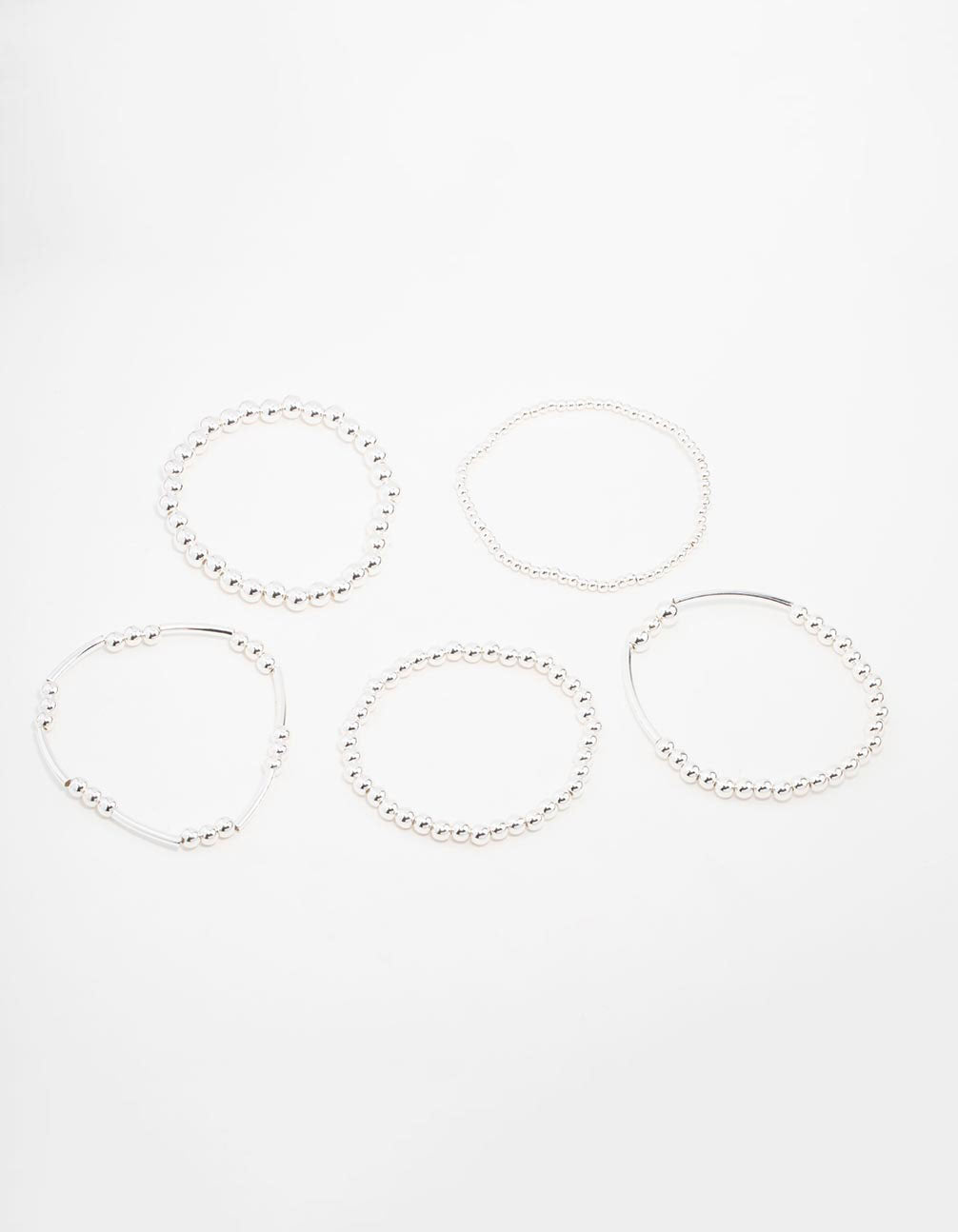 Silver Mixed Ball Bracelets 5-Pack