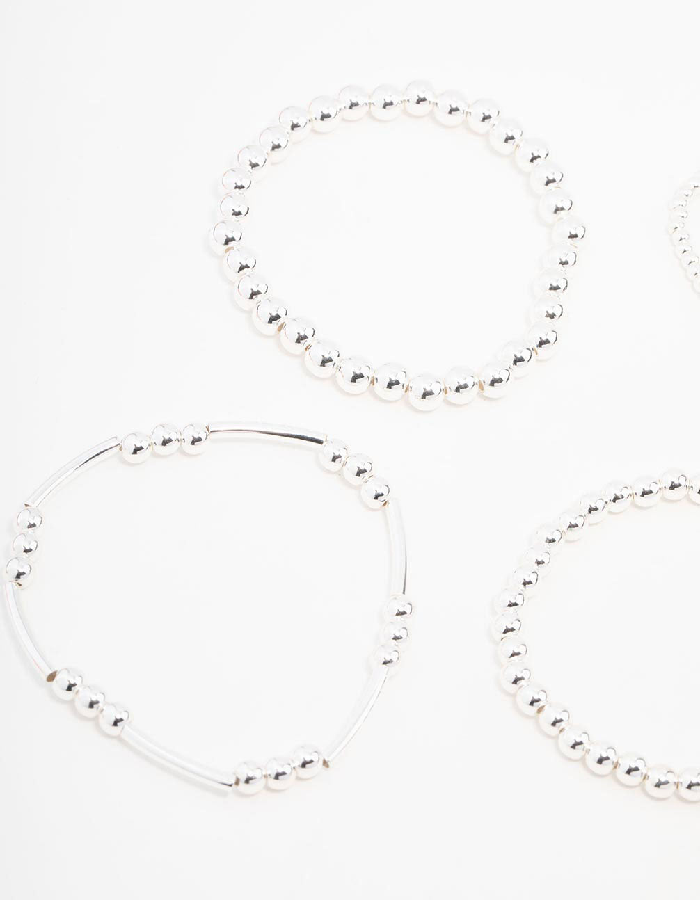 Silver Mixed Ball Bracelets 5-Pack
