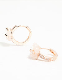 Rose Gold Plated Butterfly Pave Hoop Earrings - link has visual effect only