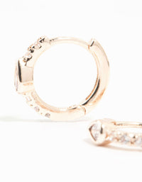 Rose Gold Plated Diamante Pave Hoop Earrings - link has visual effect only